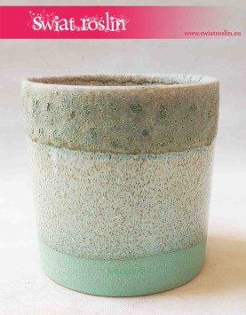 Osłonka cylindryczna lany zielony, ceramiczna, szkliwiona