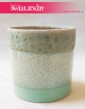 Osłonka cylindryczna lany zielony, ceramiczna, szkliwiona