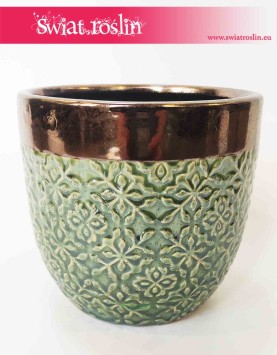 Osłonka ceramiczna zielona ze złotem