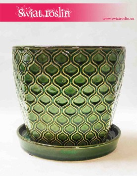 Doniczka ceramiczna zielona - romby