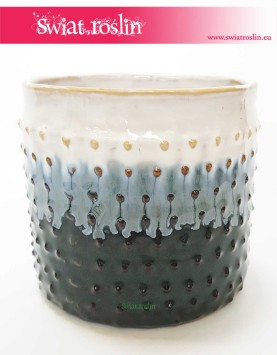 Osłonka Ceramiczna W Kropki Z Niebieskim