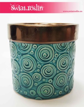 Osłonka ceramiczna Turkusowa Ze Złotem Cylinder